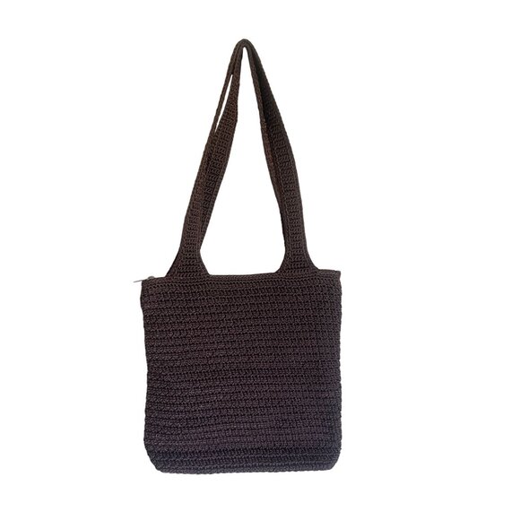 The Sak Amberly Chocolate Brown Woven Shoulder Bag Zip Closure 90s Y2K - Picture 2 of 8